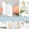 Dusty Blue Flowers Bridal Shower Mini Bundle, Printable File, Edit Yourself, SH160