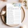 Dusty Blue Flowers Bridal Shower Games, Set of 3 Games, Printable File, Edit Yourself, SH160