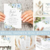 Dusty Blue Flowers Bridal Shower Mini Bundle, Printable File, Edit Yourself, SH160