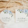 Dusty Blue Flowers Favor Tags, Gift Tags, Bridal Shower, Printable File, Edit Yourself, SH160