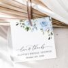 Dusty Blue Flowers Favor Tags, Gift Tags, Bridal Shower, Printable File, Edit Yourself, SH160
