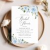 Dusty Blue Flowers Bridal Shower Invitation, Bridal Stationery, Printable File, Edit Yourself, SH160