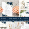 Navy Blue Flowers Bridal Shower Mini Bundle, Printable File, Edit Yourself, SH161