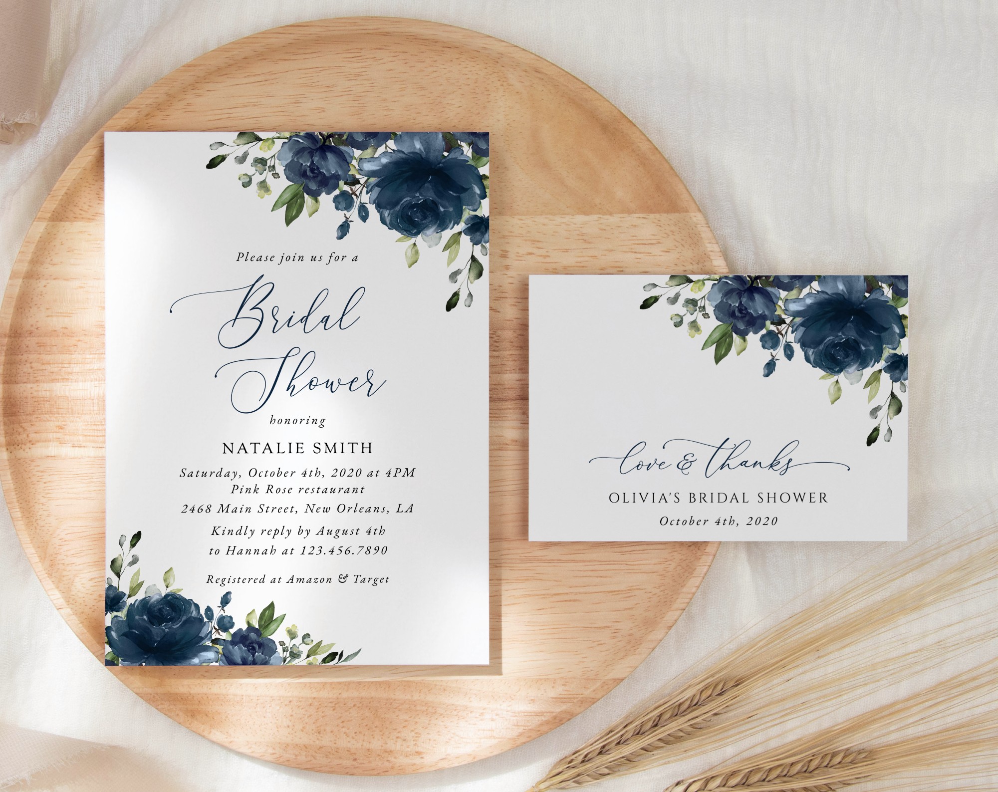 SH161 Navy Blue Flowers Bridal Shower Shop by Collection