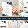 Navy Blue Flowers Bridal Shower Mini Bundle, Printable File, Edit Yourself, SH161