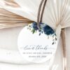 Navy Blue Flowers Favor Tags, Gift Tags, Bridal Shower, Printable File, Edit Yourself, SH161