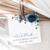 Navy Blue Flowers Favor Tags, Gift Tags, Bridal Shower, Printable File, Edit Yourself, SH161