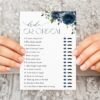 Navy Blue Flowers Bridal Shower Games, Set of 3 Games, Printable File, Edit Yourself, SH161
