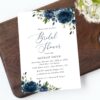 Navy Blue Flowers Bridal Shower Invitation, Bridal Stationery, Printable File, Edit Yourself, SH161 Navy Blue Flowers Bridal Shower Invitation, Bridal Stationery, Printable File, Edit Yourself, SH161