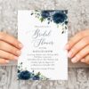 Navy Blue Flowers Bridal Shower Invitation, Bridal Stationery, Printable File, Edit Yourself, SH161
