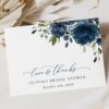Navy Blue Flowers Thank You Card, Bridal Shower Stationery, Printable File, Edit Yourself, SH161