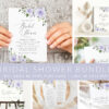 Purple Flowers Bridal Shower Mini Bundle, Printable File, Edit Yourself, SH162