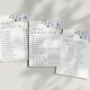 Purple Flowers Bridal Shower Games, Set of 3 Games, Printable File, Edit Yourself, SH162