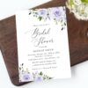 Purple Flowers Bridal Shower Invitation, Bridal Stationery, Printable File, Edit Yourself, SH162