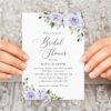 Purple Flowers Bridal Shower Invitation, Bridal Stationery, Printable File, Edit Yourself, SH162
