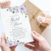 Purple Flowers Bridal Shower Invitation, Bridal Stationery, Printable File, Edit Yourself, SH162