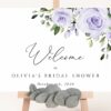 Purple Flowers Welcome Sign, Bridal Shower Sign, Printable File, Edit Yourself, SH162 Purple Flowers Welcome Sign, Bridal Shower Sign, Printable File, Edit Yourself, SH162