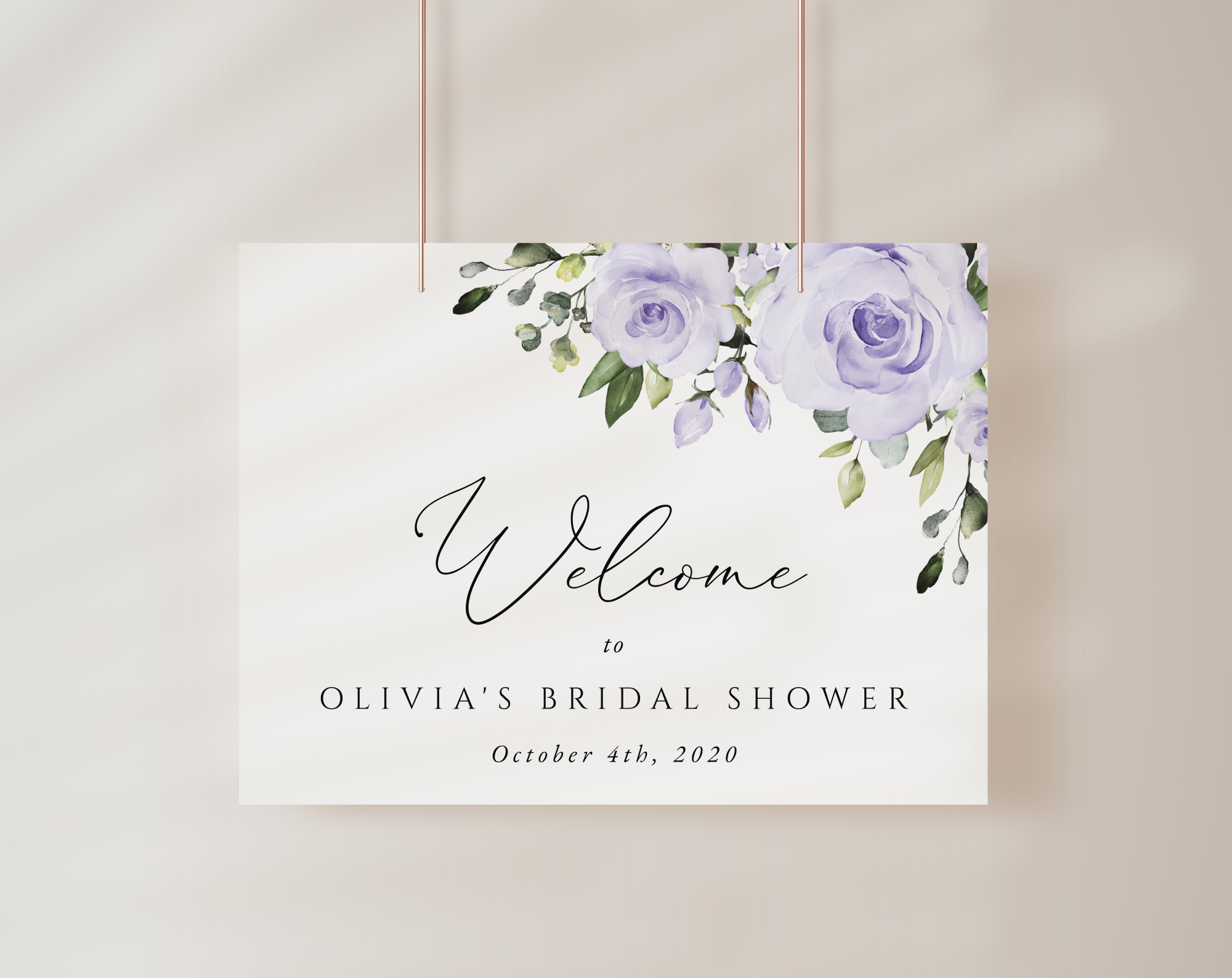 Purple Flowers Welcome Sign, Bridal Shower Sign, Printable File, Edit Yourself, SH162 Purple Flowers Welcome Sign, Bridal Shower Sign, Printable File, Edit Yourself, SH162