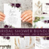 Plum Purple Flowers Bridal Shower Mini Bundle, Printable File, Edit Yourself, SH163