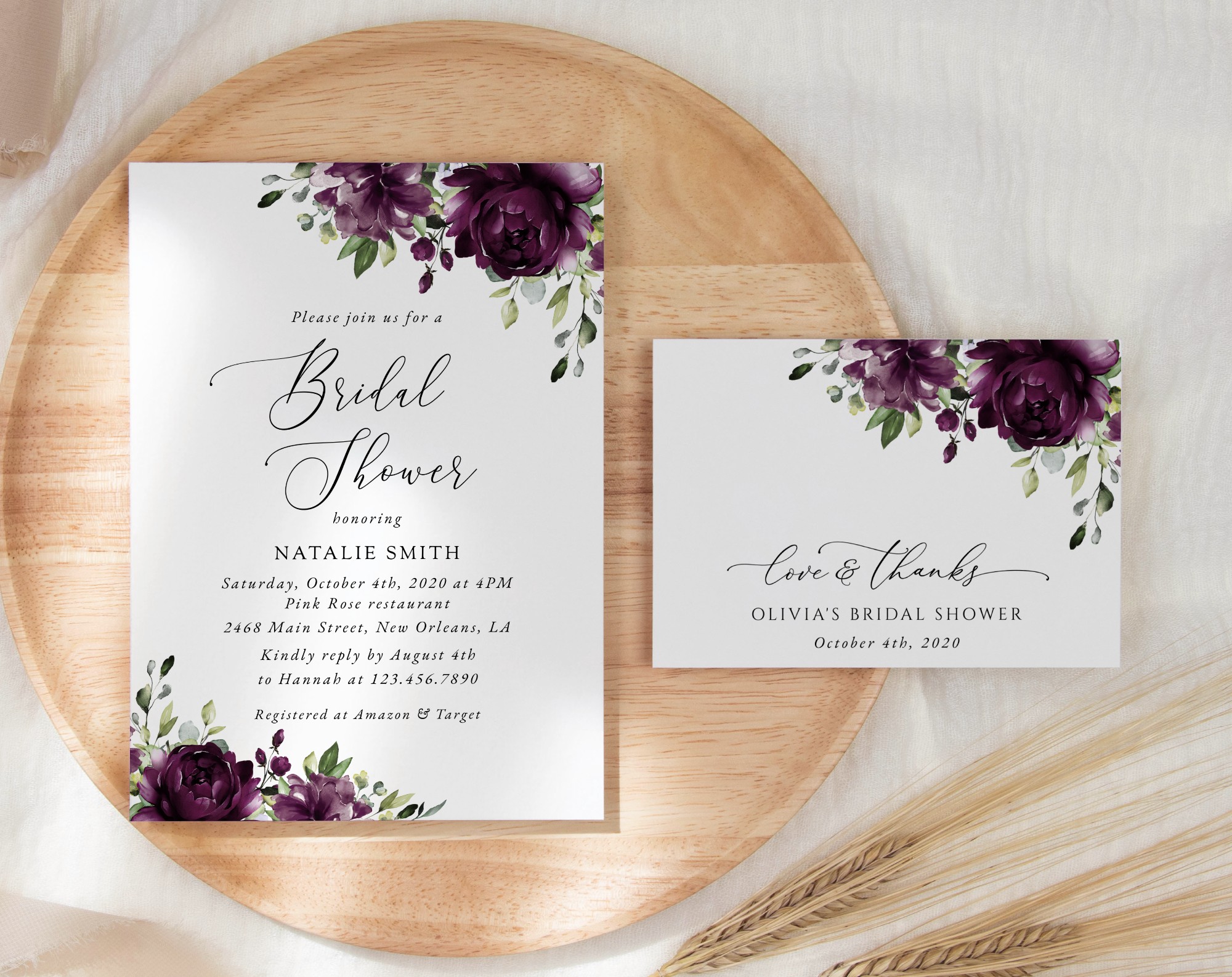 SH163 Plum Purple Flowers Bridal Shower Shop by Collection