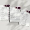 Plum Purple Flowers Bridal Shower Games, Set of 3 Games, Printable File, Edit Yourself, SH163