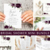 Plum Purple Flowers Bridal Shower Mini Bundle, Printable File, Edit Yourself, SH163