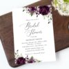 Plum Purple Flowers Bridal Shower Invitation, Bridal Stationery, Printable File, Edit Yourself, SH163