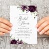 Plum Purple Flowers Bridal Shower Invitation, Bridal Stationery, Printable File, Edit Yourself, SH163