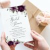 Plum Purple Flowers Bridal Shower Invitation, Bridal Stationery, Printable File, Edit Yourself, SH163
