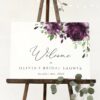 Plum Purple Flowers Welcome Sign, Bridal Shower Sign, Printable File, Edit Yourself, SH163