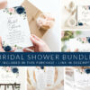 Navy and Blush Flowers Bridal Shower Mini Bundle, Printable File, Edit Yourself, SH164