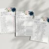 Navy and Blush Flowers Bridal Shower Games, Set of 3 Games, Printable File, Edit Yourself, SH164 Navy and Blush Flowers Bridal Shower Games, Set of 3 Games, Printable File, Edit Yourself, SH164