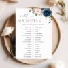 Navy and Blush Flowers Bridal Shower Games, Set of 3 Games, Printable File, Edit Yourself, SH164