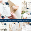 Navy and Blush Flowers Bridal Shower Mini Bundle, Printable File, Edit Yourself, SH164 Navy and Blush Flowers Bridal Shower Mini Bundle, Printable File, Edit Yourself, SH164