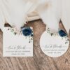 Navy and Blush Flowers Favor Tags, Gift Tags, Bridal Shower, Printable File, Edit Yourself, SH164