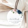 Navy and Blush Flowers Favor Tags, Gift Tags, Bridal Shower, Printable File, Edit Yourself, SH164