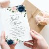 Navy and Blush Flowers Bridal Shower Invitation, Bridal Stationery, Printable File, Edit Yourself, SH164