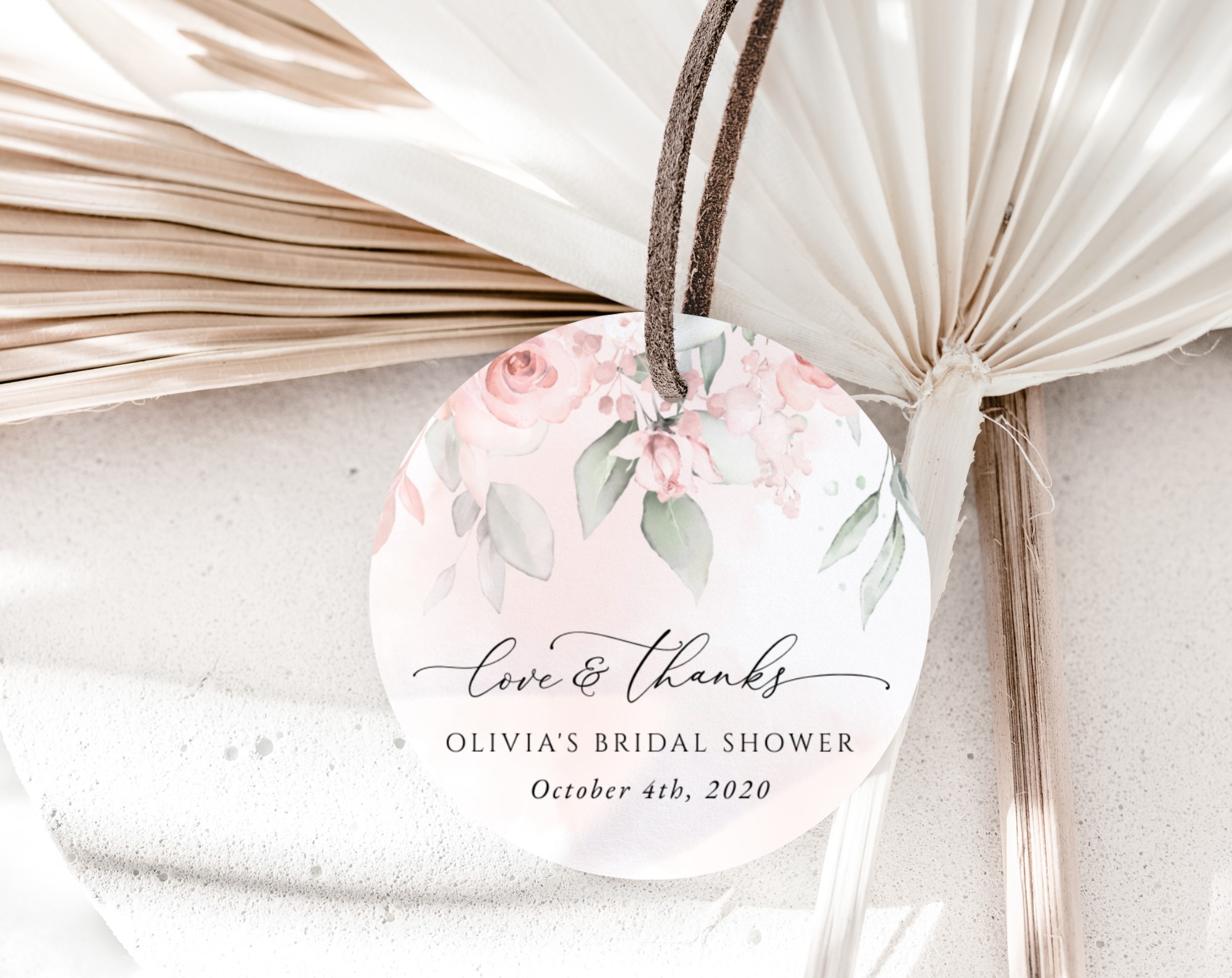 Blush Pink Flowers Favor Tags, Gift Tags, Bridal Shower, Printable File, Edit Yourself, SH165