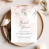 Blush Pink Flowers Bridal Shower Invitation, Bridal Stationery, Printable File, Edit Yourself, SH165