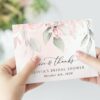 Blush Pink Flowers Thank You Card, Bridal Shower Stationery, Printable File, Edit Yourself, SH165