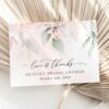Blush Pink Flowers Thank You Card, Bridal Shower Stationery, Printable File, Edit Yourself, SH165