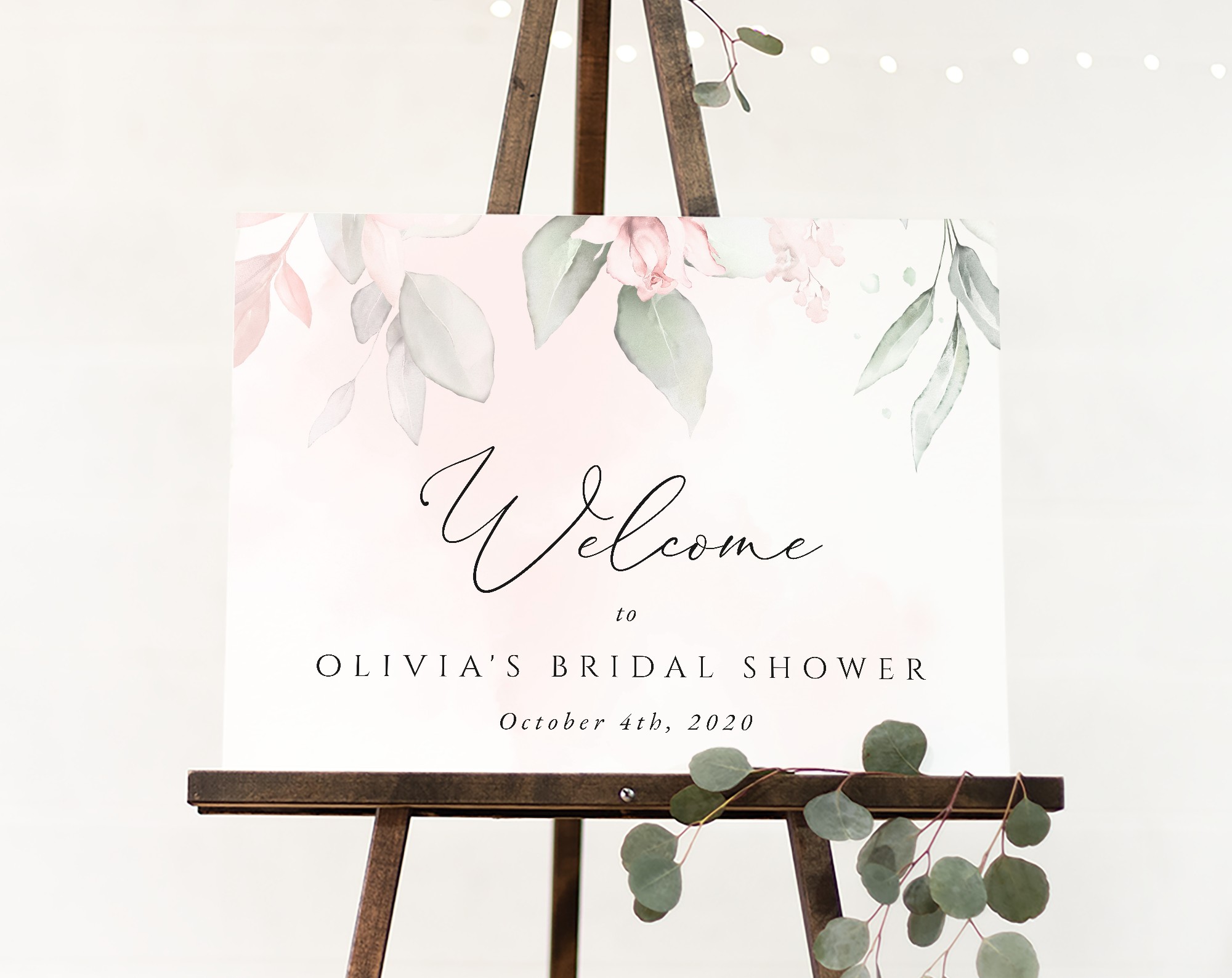 Blush Pink Flowers Welcome Sign, Bridal Shower Sign, Printable File, Edit Yourself, SH165