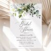 Eucalyptus Leaves Bridal Shower Invitation, Bridal Stationery, Printable File, Edit Yourself, SH166