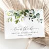 Eucalyptus Leaves Thank You Card, Bridal Shower Stationery, Printable File, Edit Yourself, SH166