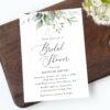Greenery and Gold Bridal Shower Invitation, Bridal Stationery, Printable File, Edit Yourself, SH167