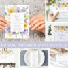 Purple and Yellow Flowers Bridal Shower Mini Bundle, Printable File, Edit Yourself, SH168