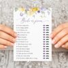 Purple and Yellow Flowers Bridal Shower Games, Set of 3 Games, Printable File, Edit Yourself, SH168