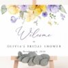 Purple and Yellow Flowers Welcome Sign, Bridal Shower Sign, Printable File, Edit Yourself, SH168