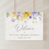 Purple and Yellow Flowers Welcome Sign, Bridal Shower Sign, Printable File, Edit Yourself, SH168