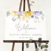 Purple and Yellow Flowers Welcome Sign, Bridal Shower Sign, Printable File, Edit Yourself, SH168